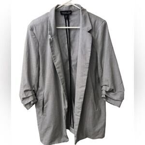 Rachel Zoe Houndstooth 3/4 sleeve Open Front Black and Gray Blazer Size XL